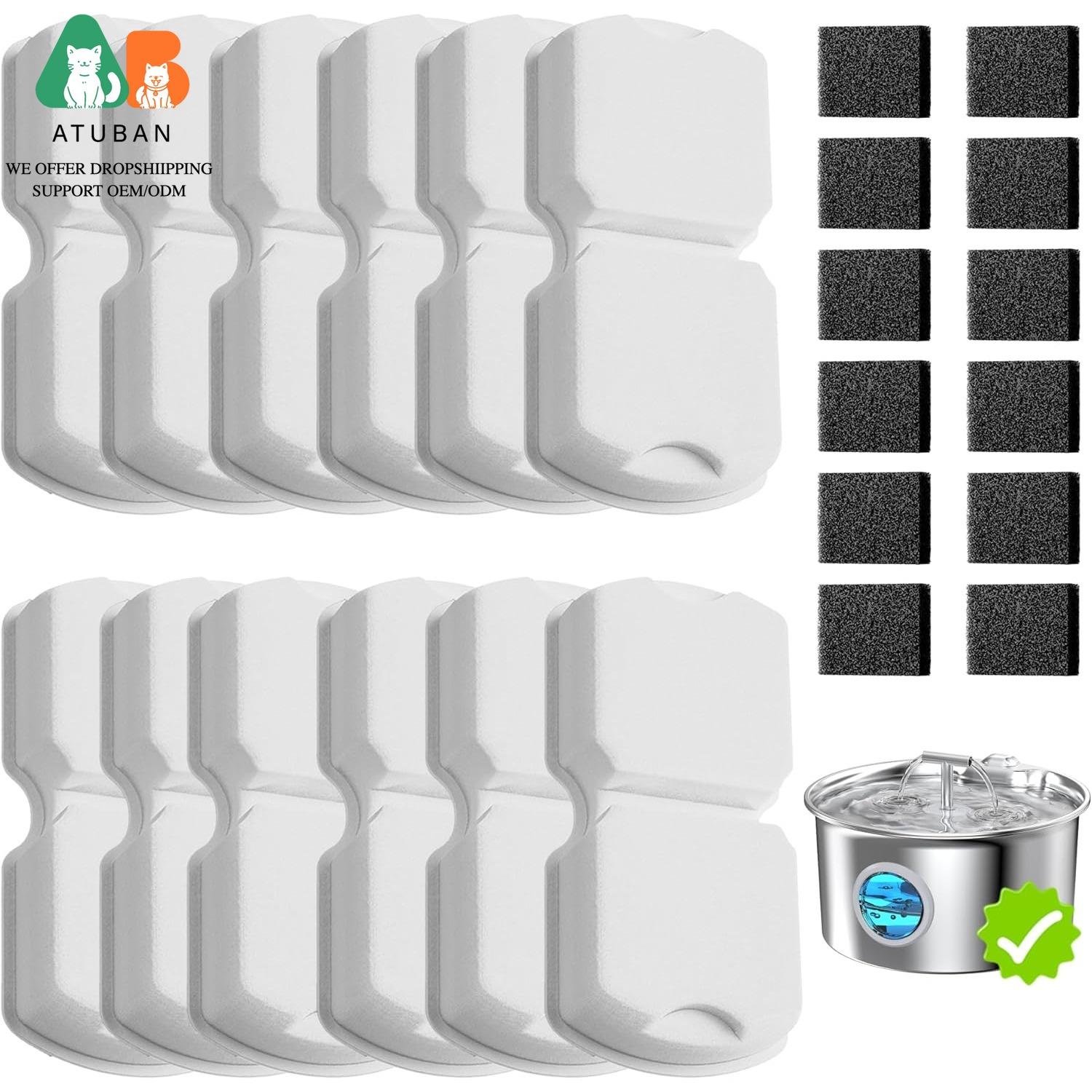 

Cat Water Fountain Filter:Pet Fountain Replacement Screen for Stainless Steel-Carbon Filters&Foam Filters for Cat Water Fountain 1PC білий