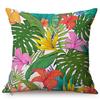 Cotton And Linen Cushion Cover, Tropical Jungle Floral Style, Banana Leaf, Frangipani, Sofa Pillow Case, Home Decoration