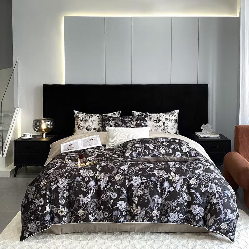 100% Egyptian Cotton Bedding Set 800TC Duvet Cover Set with Bed Sheet and Pillowcase, Vintage Oil Printing Style, Luxury Sheets