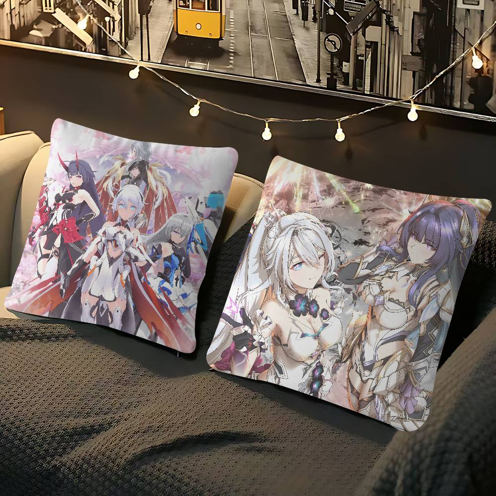 H-HONKAI IMPACTs Kissenbezug Abnehmbarer Waschbarer Kissenbezug – Ganzjährige Weiche Leinen