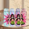 1PC Rock Punk Girl Character 750ml Color Plastic Sports Water Bottle Leakproof Flip Straw Lid Suitable for Sports Office Home Use