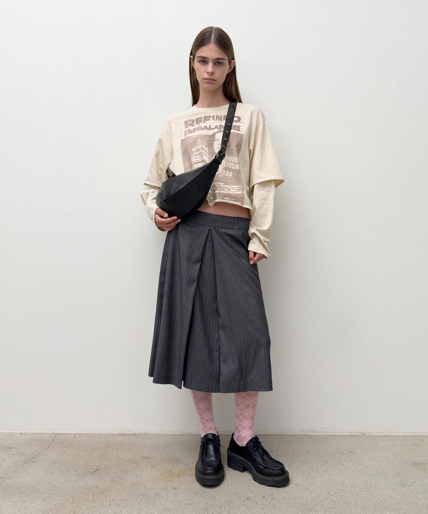 Diagonal Washed Buckle Bag (Black)
