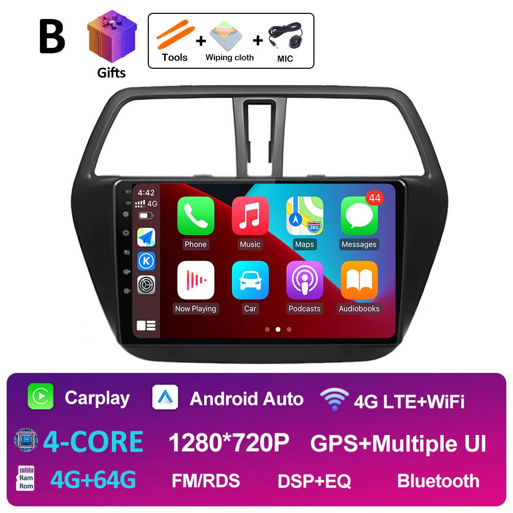 Smart System Android 14 For Suzuki SX4 S-Cross 2014 2015 2016 2017 Wireless Carplay Bluetooth QLED IPS Screen WIFI Auto Tools 4G