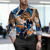 Men's shirt retro fashion printed shirt slim fit business commuting long sleeved shirt spring and autumn trendy casual men's top