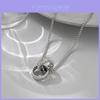Titanium Steel Geometric Pendant Necklace With Rhinestones For Couples And Adults