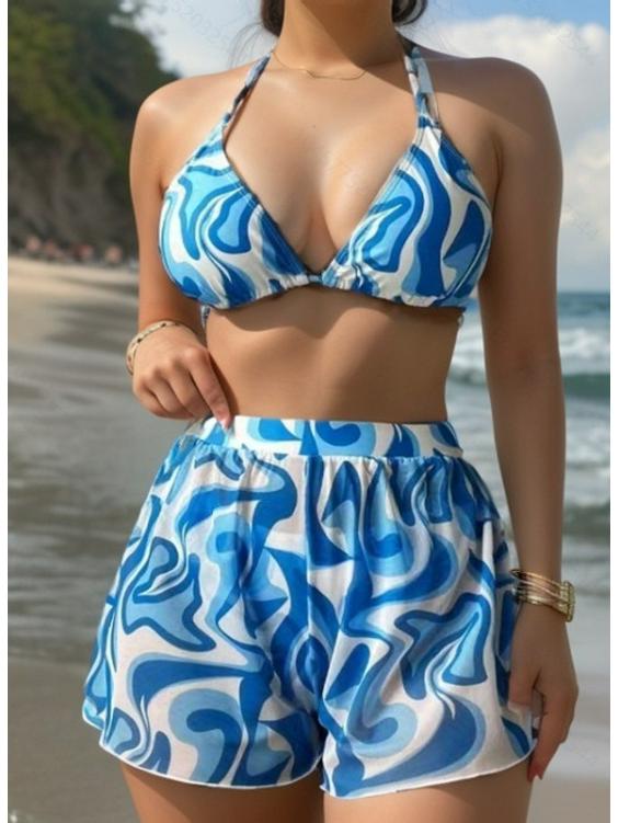 

Европейский и американский сексуальный купальник-бикини из трех частей с принтом - Женский купальник-бандаж для отпуска L