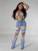 2025 Beaded Ripped Elastic Jeans for Women: Hot Girl Summer Style