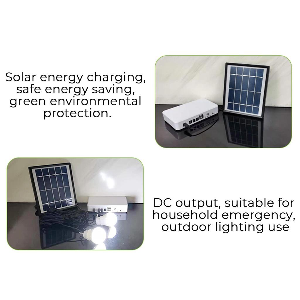5W Solar Panel Generator Lighting Kit Set 5v USB Solar Charger with 2 LED Light Bulb Emergency Light +1.5A Output Phone Charger