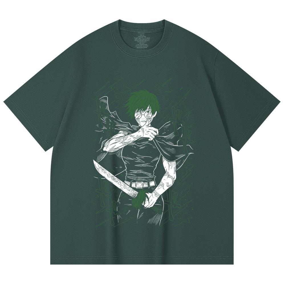 230 Gsm 100% Cotton Jujutsu Kaisen V10 Maki Print Unisex Heavy Cotton T Shirt