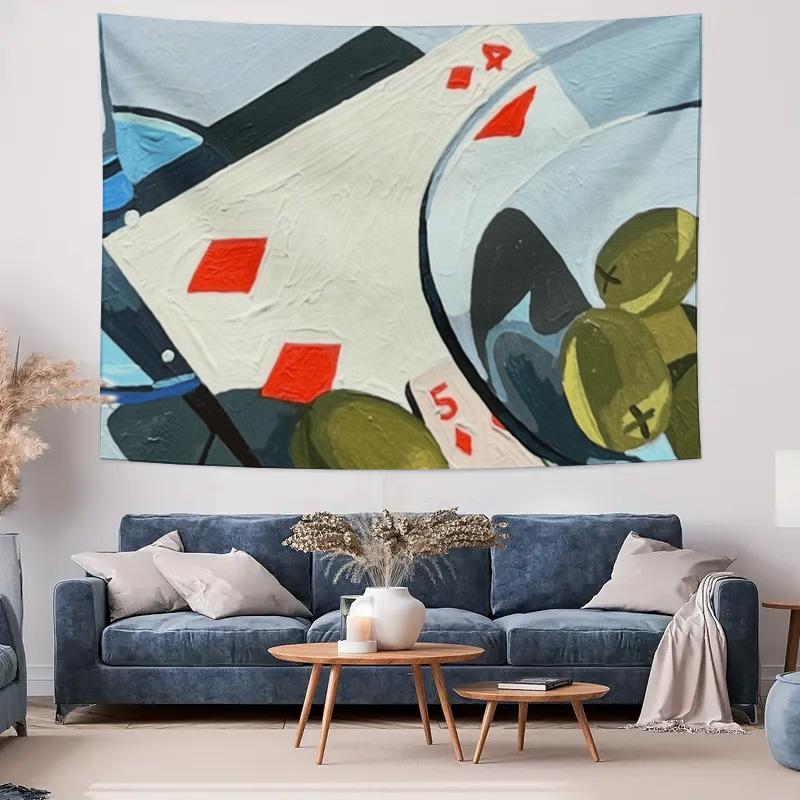 Abstract Playing Card Pattern Decorative Tapestry Modern Minimalist Wall Decor 74x94cm(29x37in)