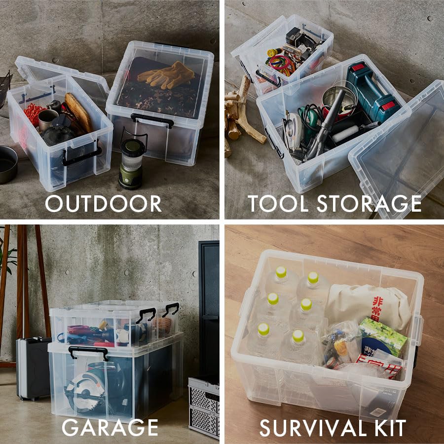Tenma ROX 440L Durable Storage Box, Made in Japan, Disaster Preparedness, Clear Case, Container Box, Heavy-Duty Clothing Case, Plastic Case [30cm W x