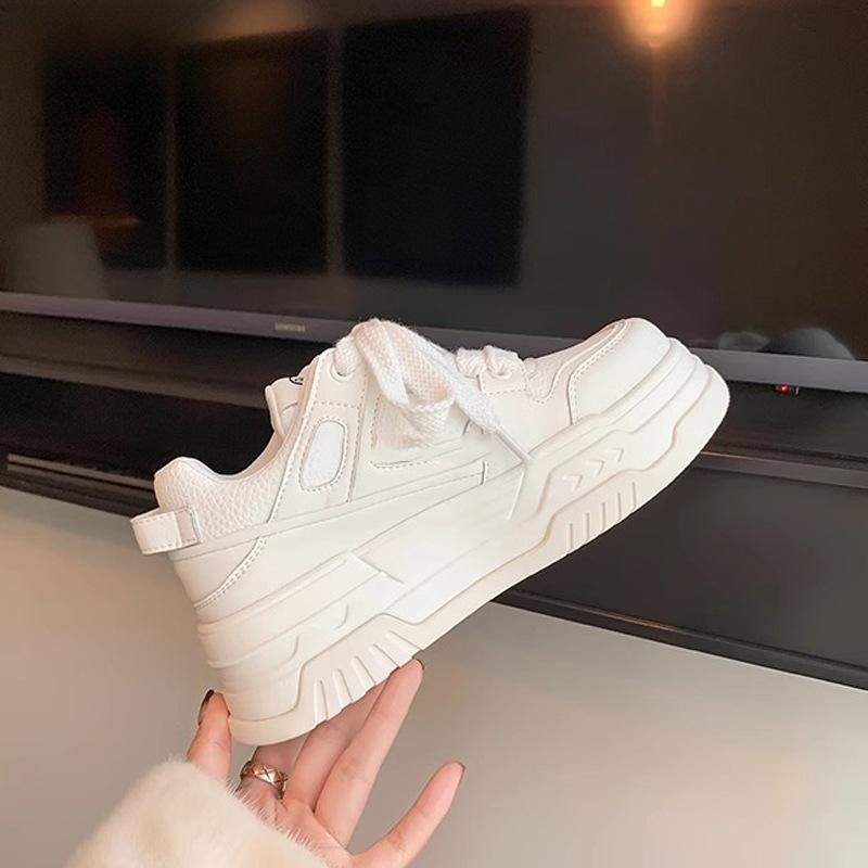 Genuine Leather Platform White Shoes Women's Shoes Early Spring New Height Increasing Board Women's Casual Shoes Sneaker