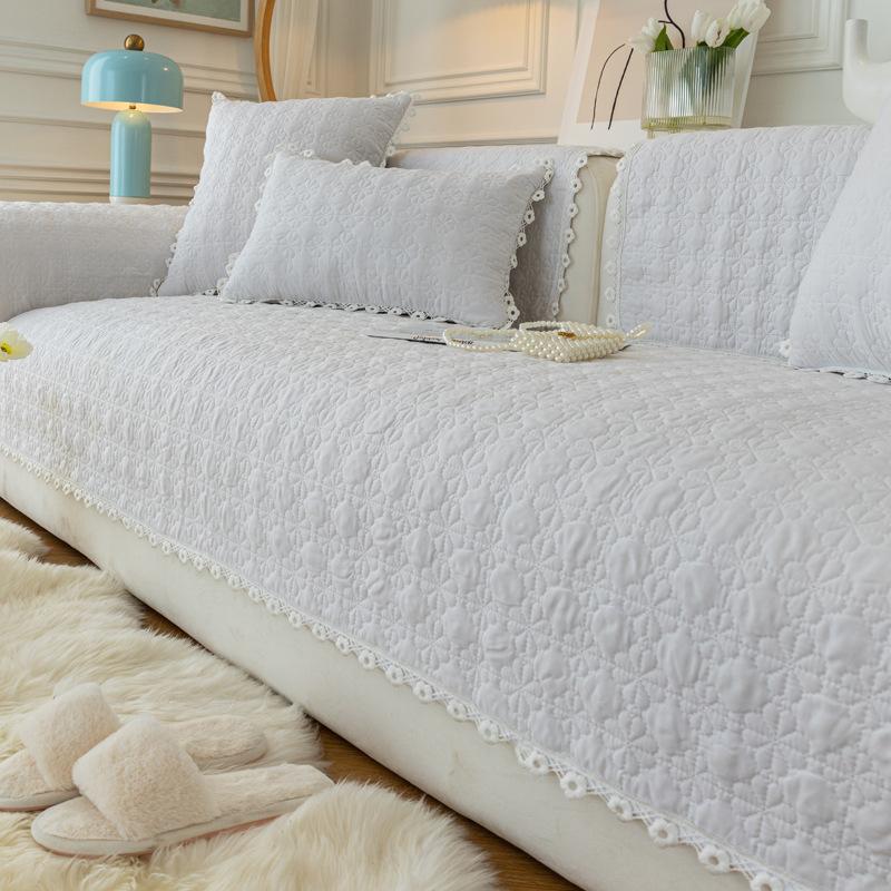 Sofa Cushion Four Seasons Universal Simple and Modern Fabric Craft Living Room Light Luxury Non-Slip Seat Cushion Sofa Cover Slipcover Thickened