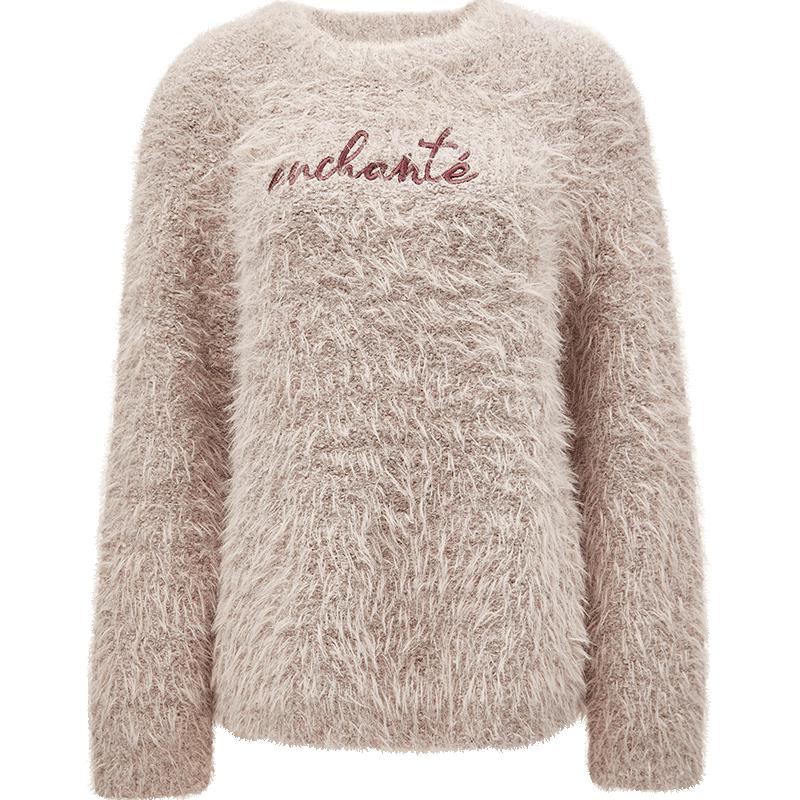 

ТОЛЬКО Женский Пушистый Свободный Вязаный Свитер с Круглым Вырезом M