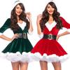 New Adult Women's Costume Elk Cloak Cloak Party Santa Claus Green Elf Show Dress