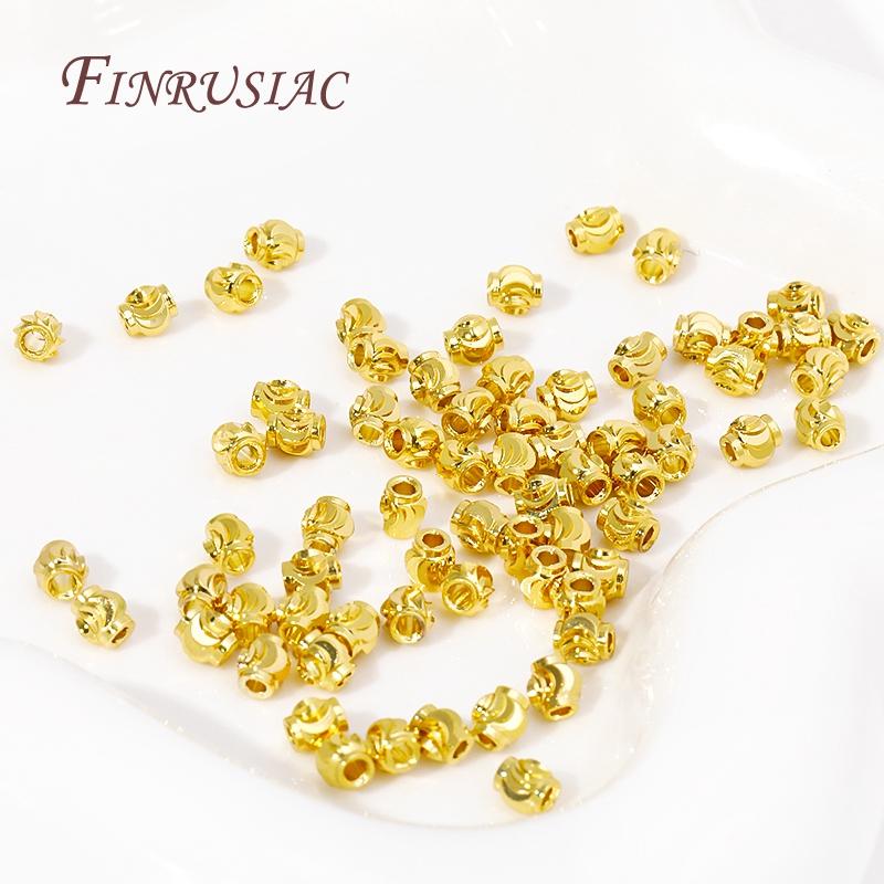 Lantern Shape Spacer Beads 18K Real Gold Plated Beads Separator Accessories For Bracelets DIY Jewelry Making Supplies