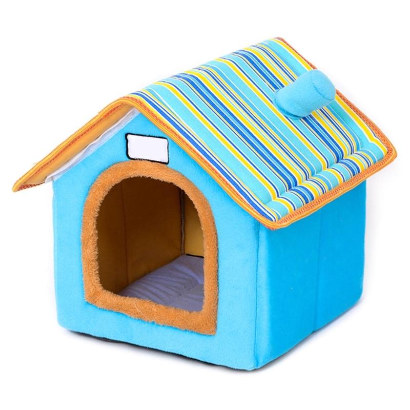House-Shape Cat Cave Bed Tent for Indoor Small to Large Cats Machine Washable Ultra-Soft Cushion Anti-Slip Bottom