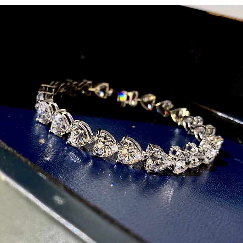 

Qtt Женский теннисный браслет из стерлингового серебра 925 пробы с лабораторными бриллиантами, симпатичный, с каплями воды, с фианитами, для помолвки, годовщины, вечеринки, ювелирные изделия 16-19cm серебряный