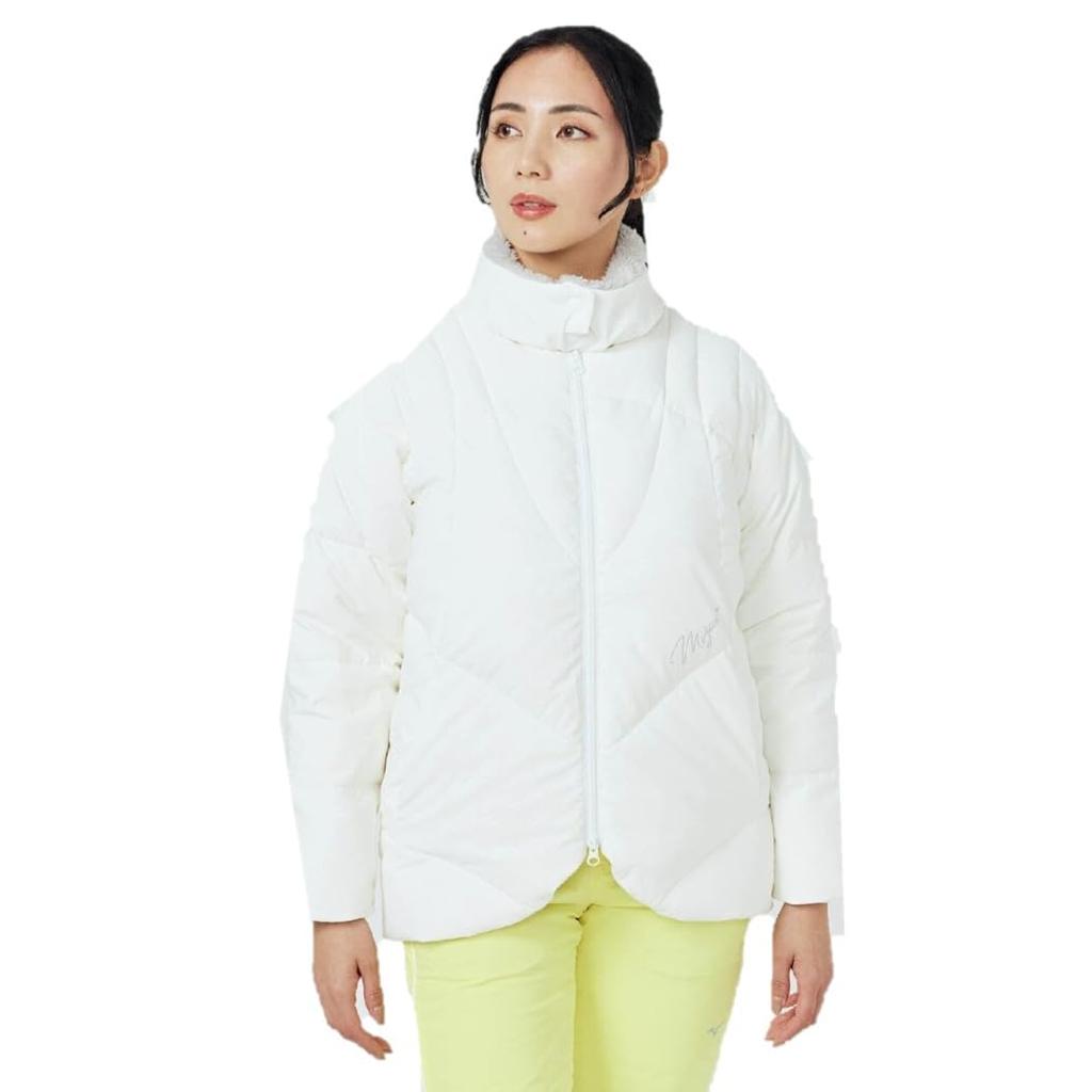 Mizuno Bunda Breath Thermo Bulky Down Velikost E2MEC701, Materiál generující teplo, Dámská, Off-White, XL,