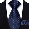 Classic Mens 8cm Tie Set Navy Polka Dot Stripes Tie For Men Wedding Business Party Fashion Design Quality Hanky Necktie Set
