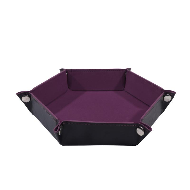 Foldable Dice Tray Holder Box PU Leather Folding Hexagon Coin Square Tray For RPG Role Playing Table Board Games