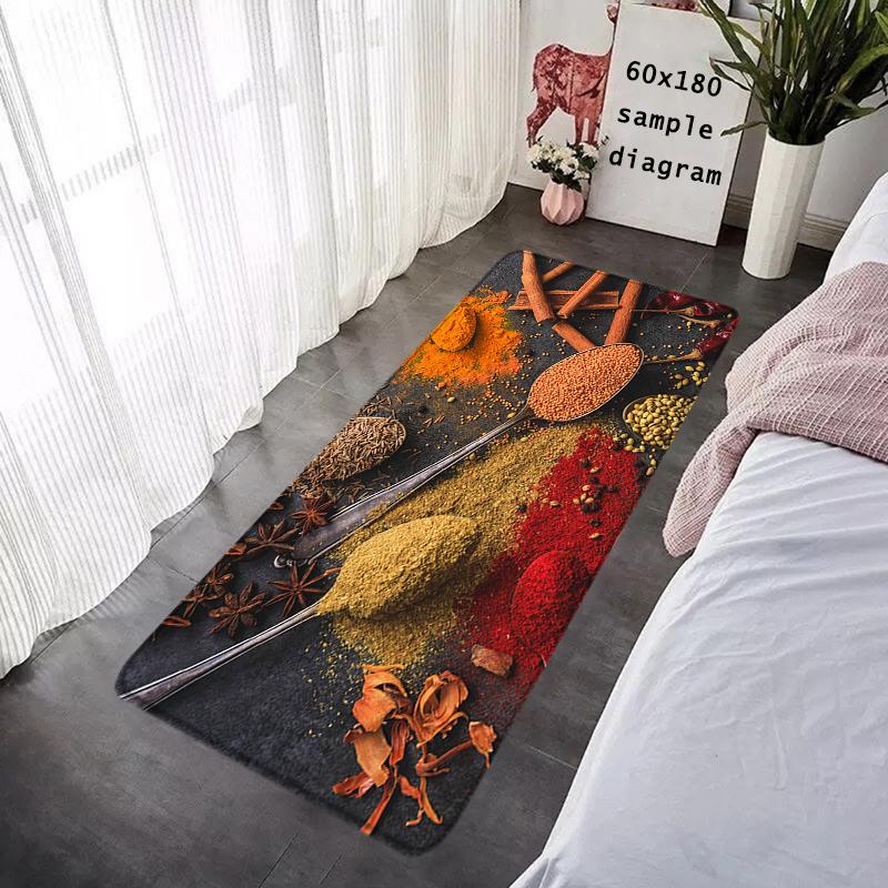 Food Condiment Kitchen Balcony Decor Doormat For Mom Coffee Bean Flannel Floor Mat Indoor Foot Rug Bedside Mats Corridor Carpet