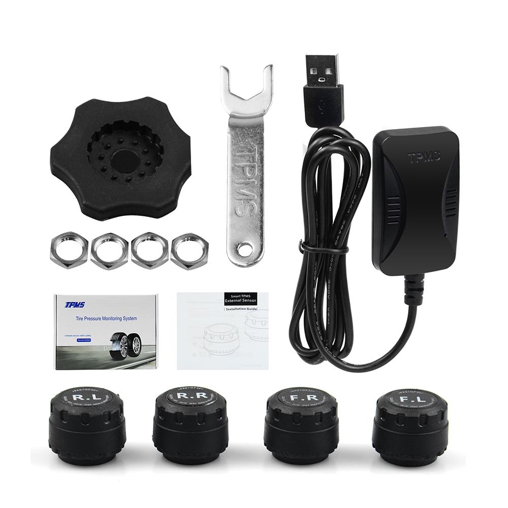 Android DVD TPMS USB Tire Alarm Auto Tire Pressure Monitoring System 4 Tire external / inner Sensors Temperature Alarm inner
