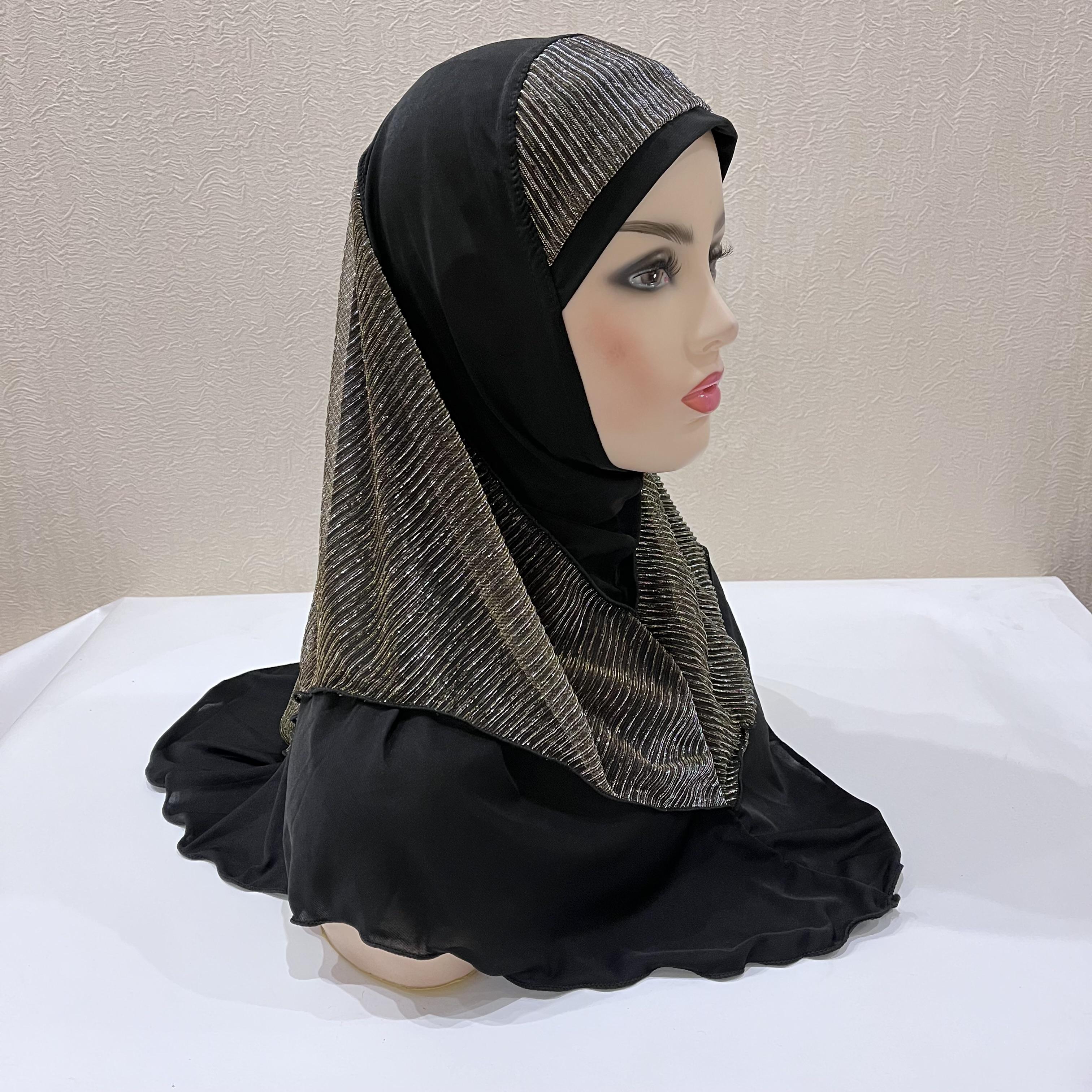 

H076 Adults or big girls medium size 70*60cm pray hijab muslim hijab scarf islamic headscarf hat amira pull on headwrap