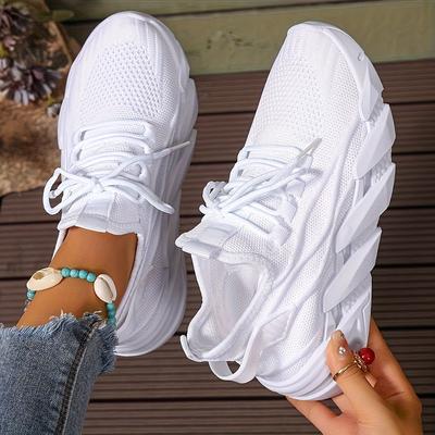 Blade Damen-Sportschuhe in Volltonfarbe mit Mesh-Schnürung, Flight Weaving, atmungsaktiven Laufschuhen