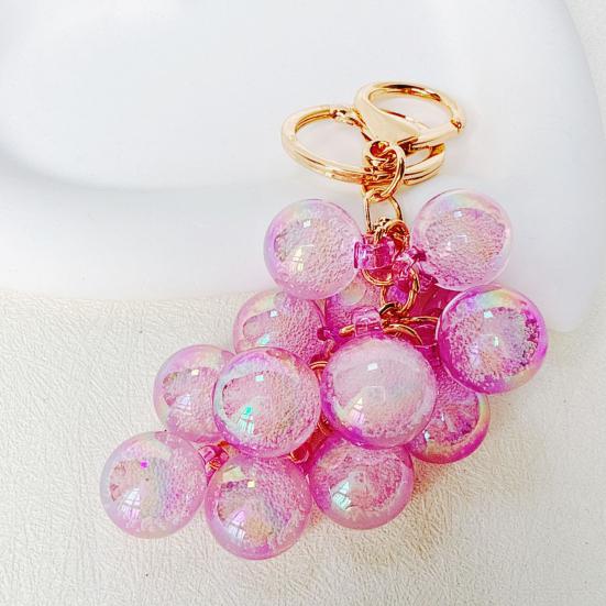 Keychain Pendant Transparent Grape Shape Acrylic Key Chain with with Lobster Clasp Easy To Hang Key Holder Backpack Car Accessory