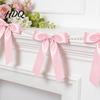 Bridal Shower Photo Props Bow Garland Banner Satin Ribbon Bows with Faux Pearl Chain 2m Bowknot Banner for Wedding Wedding Shower Bachelorette