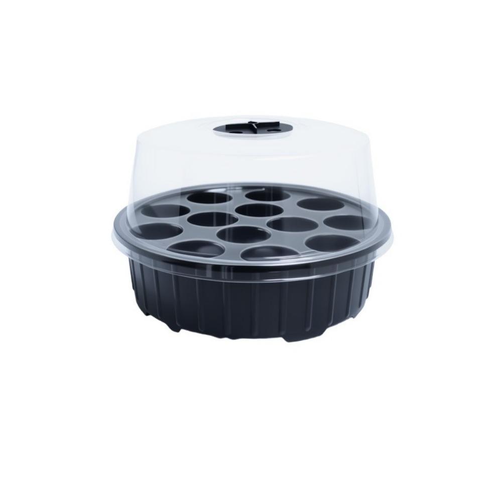 13 Hole Plant Seedling Tray Transparent Cover Insulated Hydroponic Seedling Tray Plastic Moisture Retention чёрный