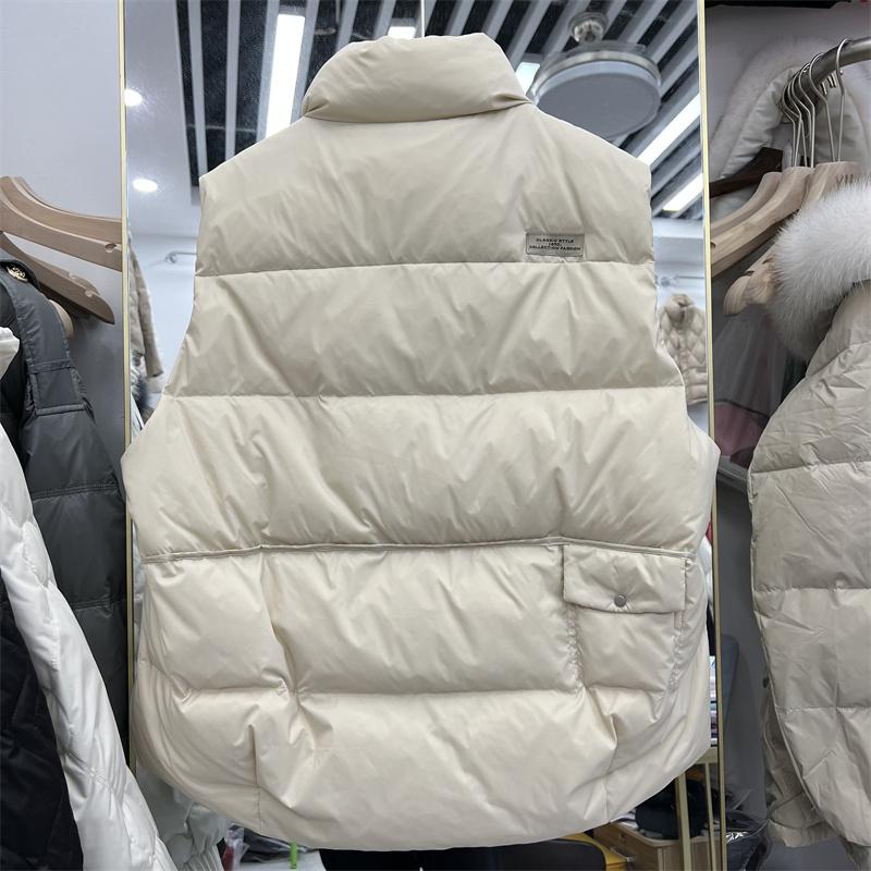 Invierno otoño mujer cuello alto Color sólido sin mangas chaleco cálido chaqueta señoras Chic pato blanco abajo abrigo