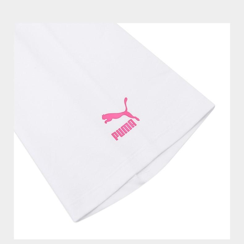 Puma Team Urban Badge Comfortable Breathable Round Neck Casual Sports Short Sleeve Dress Women Dresses White 626618-02