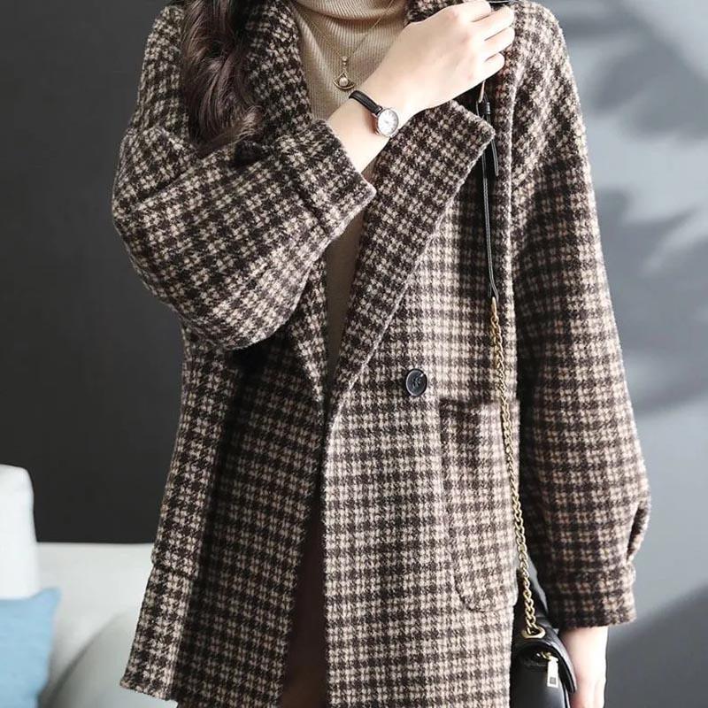 Coat for Women Cotton Winter Thickened Casual Versatile Oversize Double Layer Button Cardigan Suit Jacket