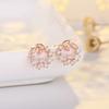 Elegant Rose Gold Leaf Garland Earrings, Silver Needle Fashion Jewelry For Women Fine Gift & Matching