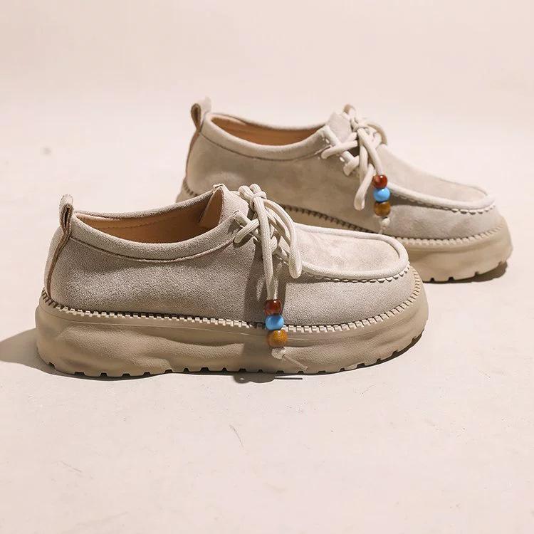 Boken platform-soled lace-up single shoes women's autumn new shoes comfortable and versatile medium heel women's shoes fashion