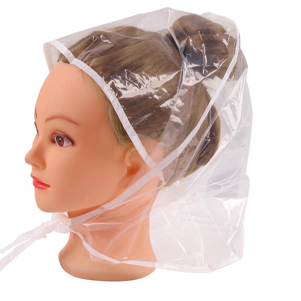 Plastic Cap Transparent Rain Hood Hat Bonnet Hair