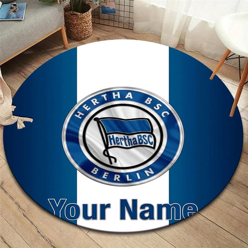 Hertha BSC Custom Name Round Area Rug,Carpet Rug for Living Room Bedroom Sofa Playroom Decor,Non-slip Floor Mat