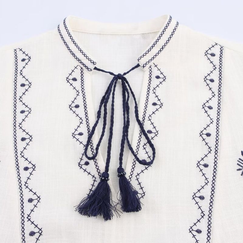 Araltay New Arrival Fashion Style Women's Fashion All-Match Simple Retro Style Embroider Shirt 8372244 060