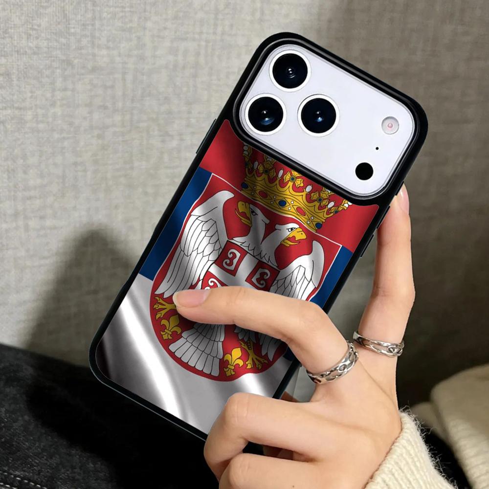 Capa Case for iPhone 17 Air 16 Pro Max 15 Plus 11 13 Mini 14 12 Back Phone Cover Flag of Serbia Serbian