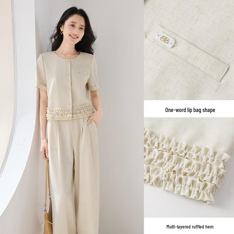 Xiangying Women's Linen Blend Old Money Style Two-Piece Set