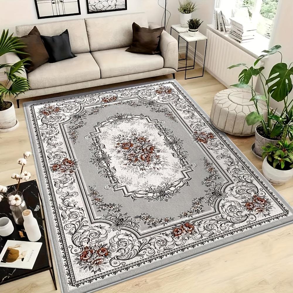 Alfombra Rústica Vintage Alfombras Rosa Shabby Lujosas Suaves Elegantes Alfombras Tradicionales Alfombra Floral para Piso Hogar Sala de Estar Dormitorio Esteras