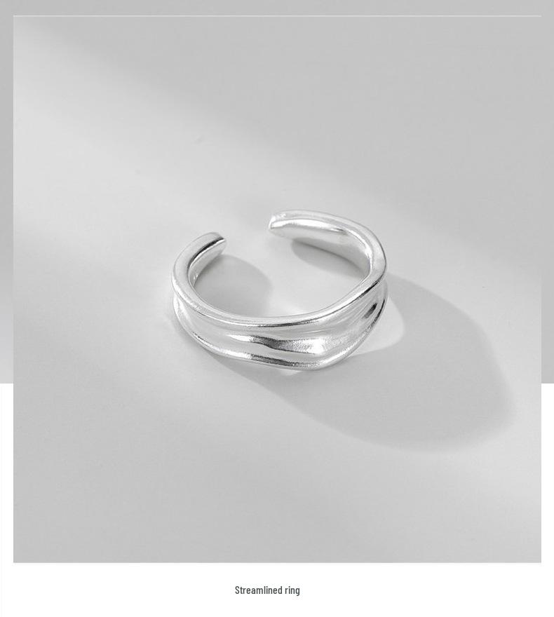 S925 Sterling Silver Irregular Metal Ring - Korean Minimalist Texture Design