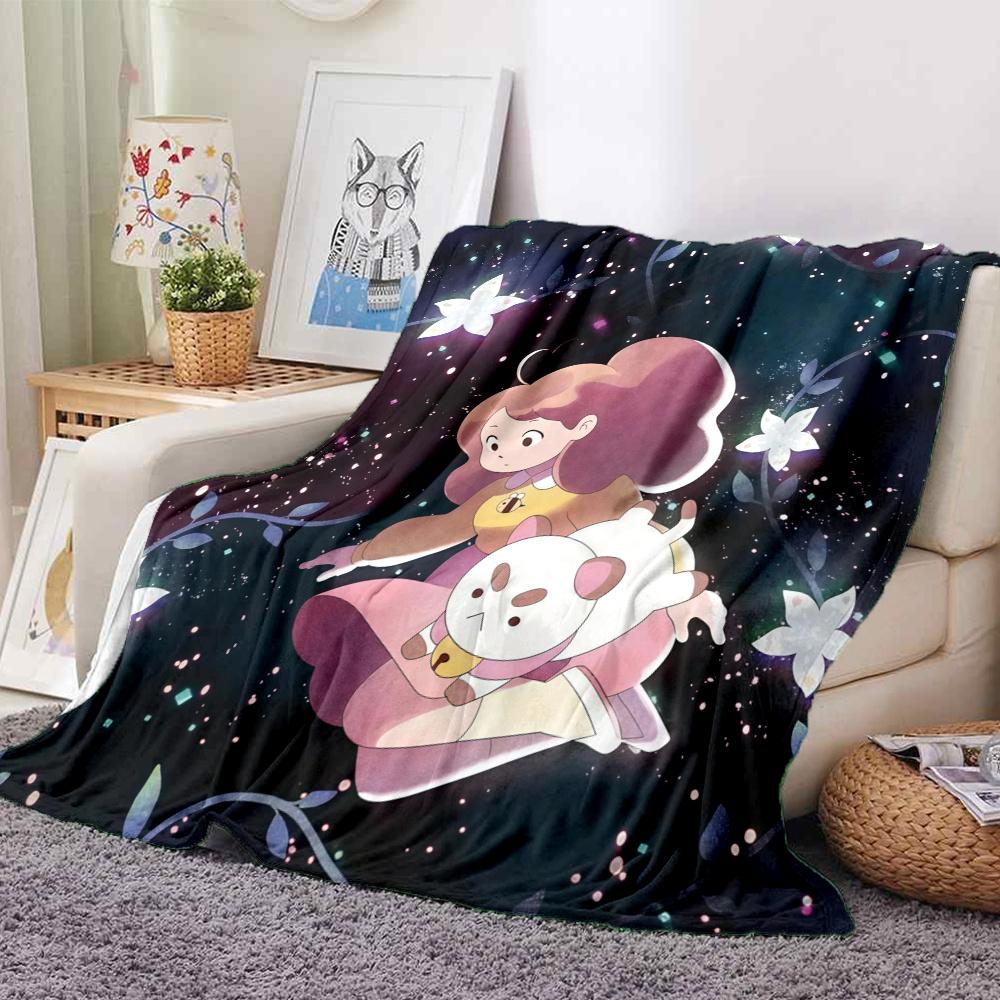 Bee and PuppyCat Flannel Blanket, High quality Comfortable for All Seasons, Home Decor, Warmth and Comfort