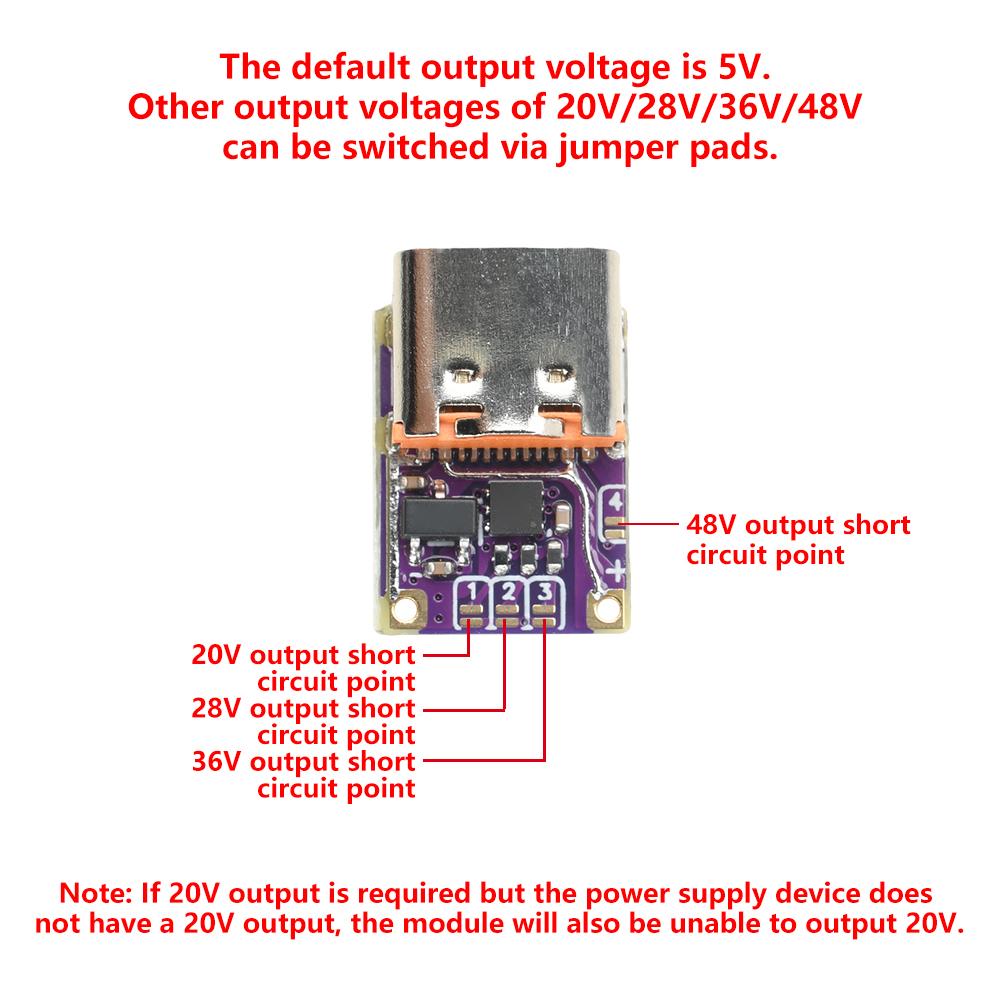 10pcs Type-C Fast Charging Trigger PD3.0/QC3.0 Decoy Module 5V-20V Output for DIY Power Bank/Laptop Charger High/Low Voltage
