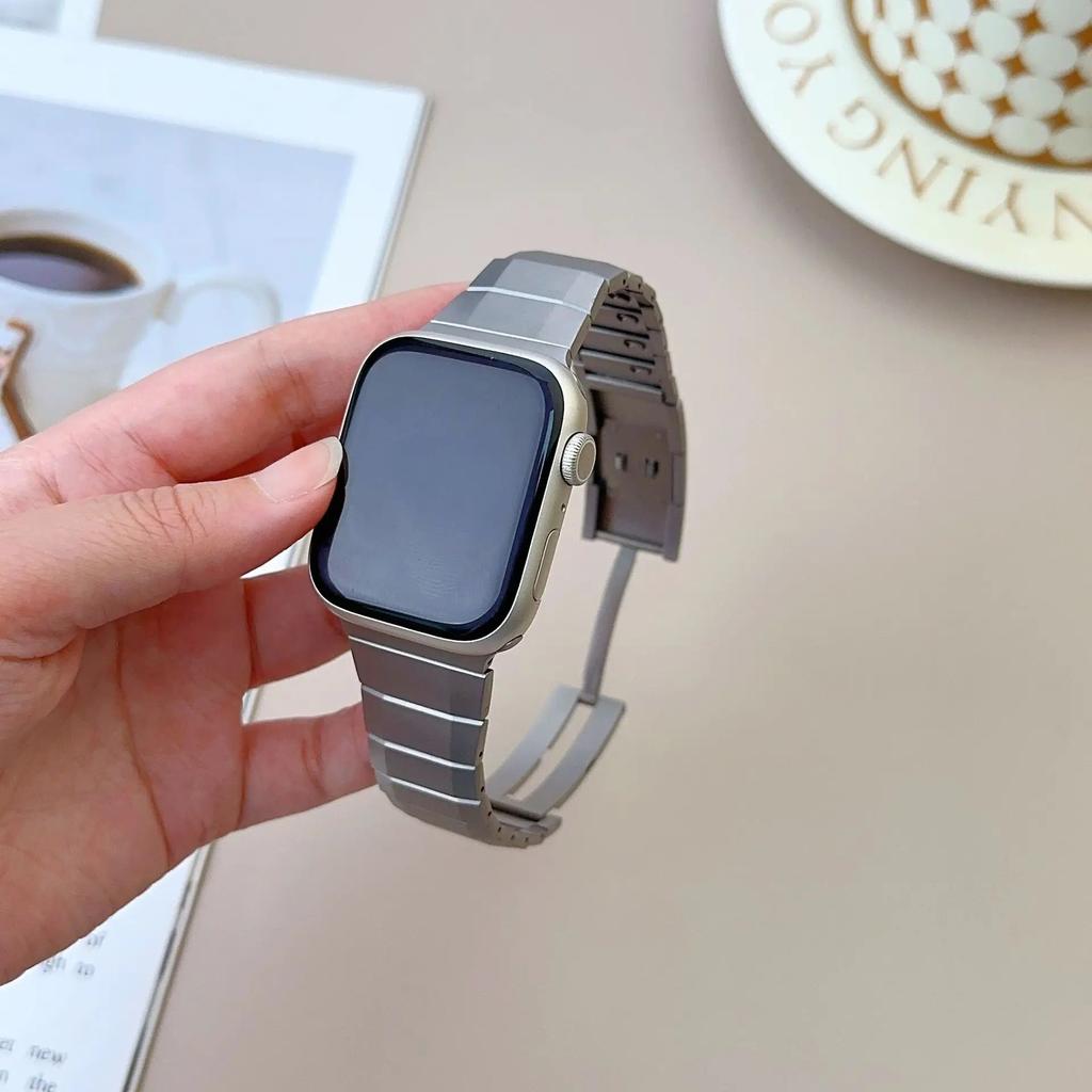 Stainless Steel Watch Band For Apple Watch Series 11 10 42mm/9 8 7 41mm/SE3 SE2 SE 6 5 4 40mm/3 2 1 38mm Side Release Single Bead Strap
