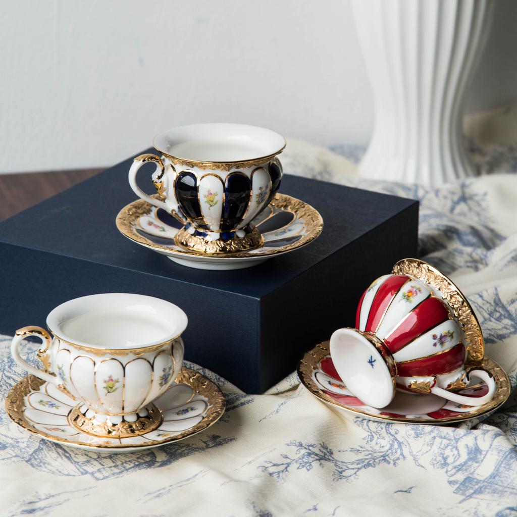 225ML Ceramic Coffee Mug European Court Phnom Penh Cup Luxury Afternoon Camellia Ceramic Latte Mug Cup Drinking Utensils