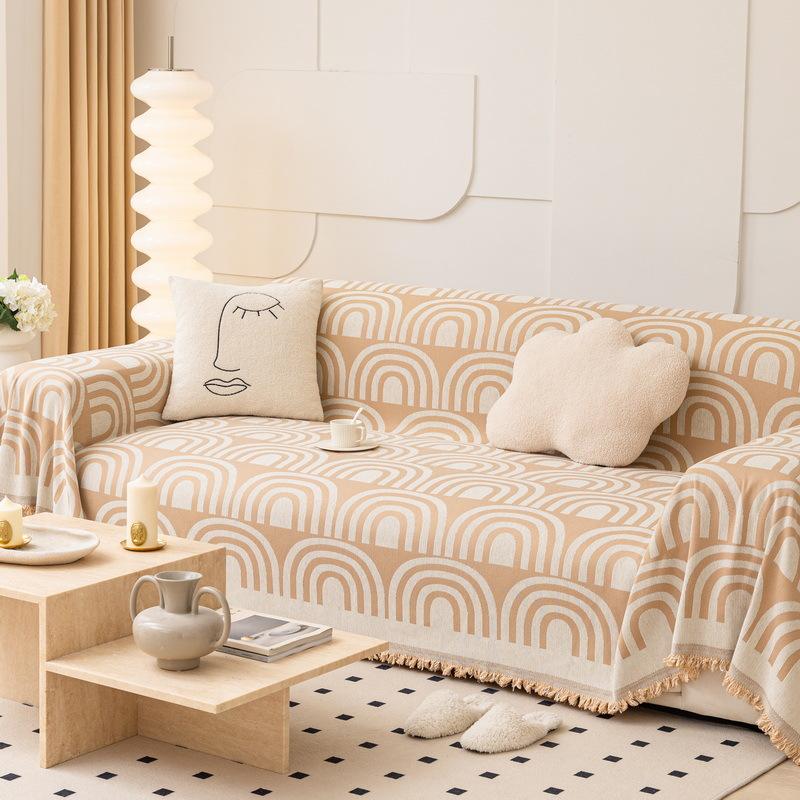 

Полотенце для дивана из розового весеннего жаккарда, высококачественный и продвинутый Sense, нескользящий двухсторонний чехол для подушки, простой современный чехол для полотенца 180*130cm