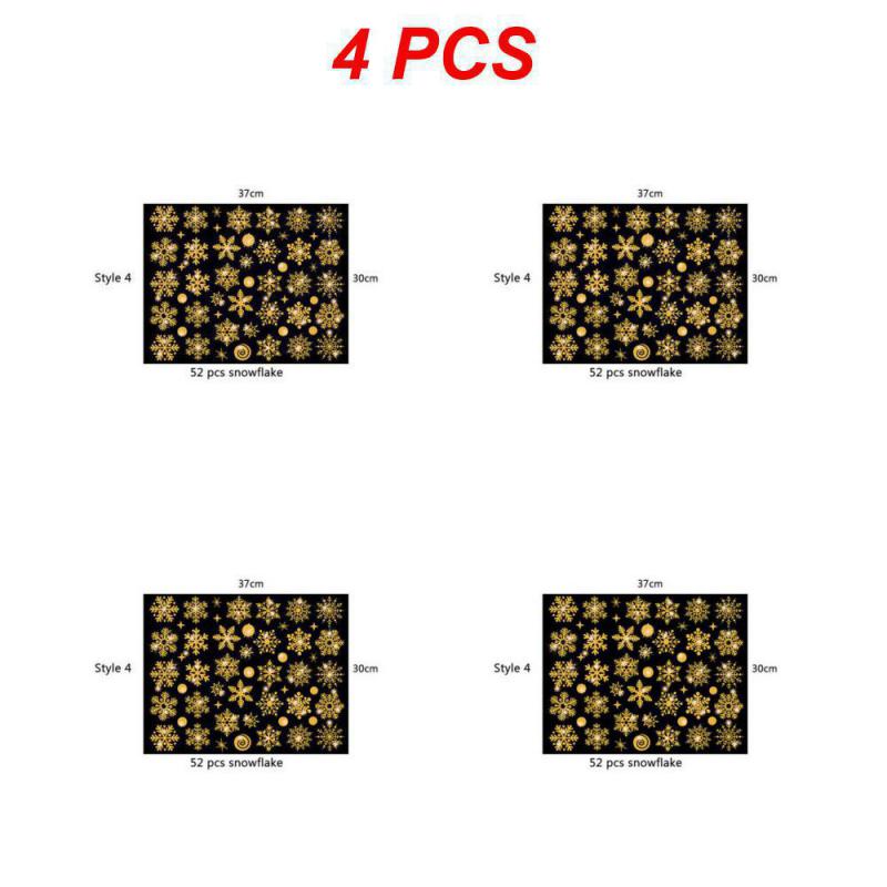 1/2/4PCS New Year Wallpaper Christmas Glitter Snowflake Window Sticker Electrostatic Wall Stickers Snowflake Door Glass Decor
